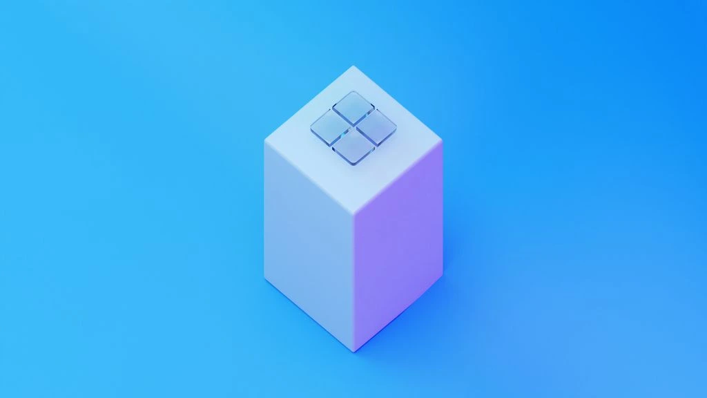 Flat isometric illustration of a multi-layer 3D world grid with floating geometry nodes